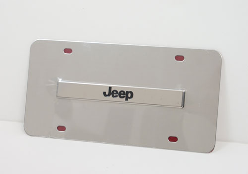 Au-Tomotive Gold Jeep Logo Chrome License Plate - Click Image to Close